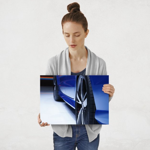 Plakat metalowy niebieska Audi M