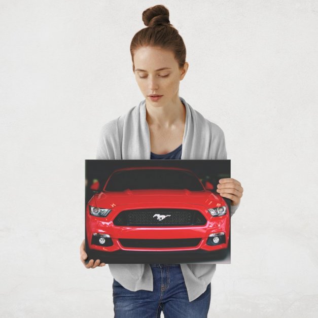 Plakat metalowy czerwony Mustang M