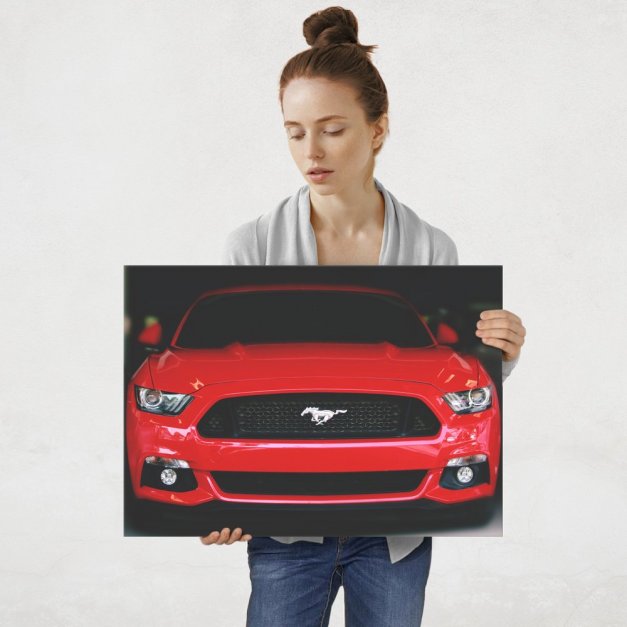 Plakat metalowy czerwony Mustang L