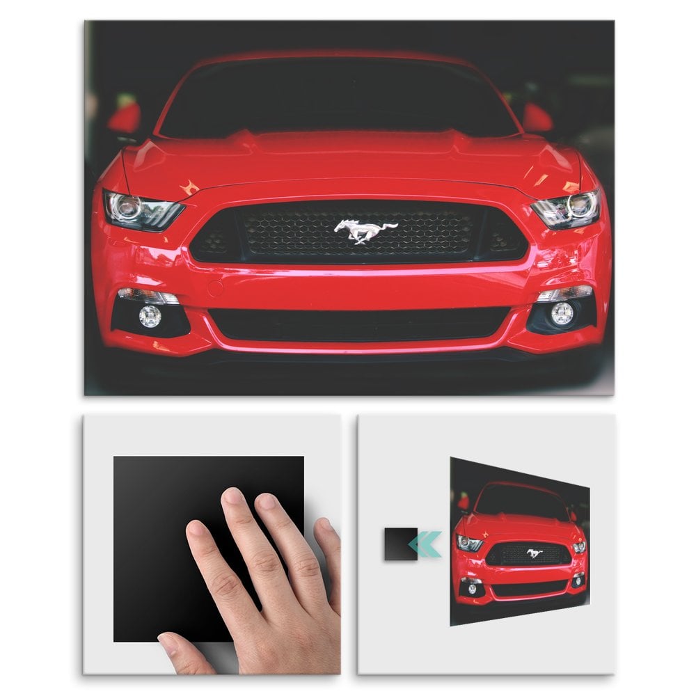 Plakat metalowy czerwony Mustang L