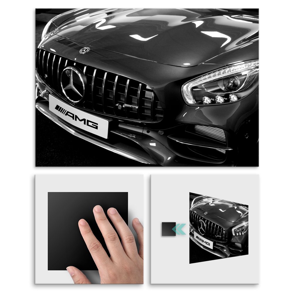 Plakat metalowy czarno-biay Mercedes AMG M