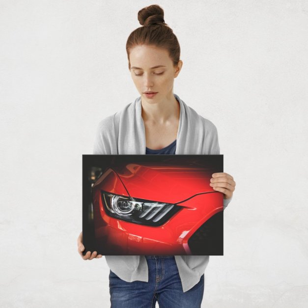 Plakat metalowy czerwony Mustang M