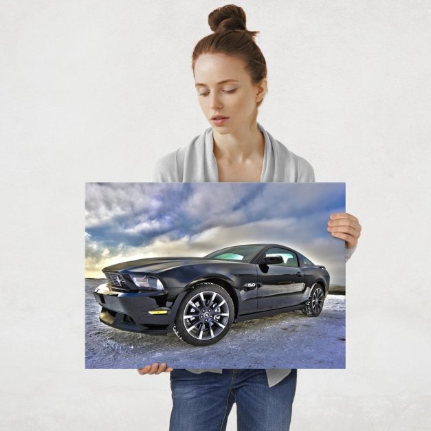 Plakat metalowy czarny Mustang L