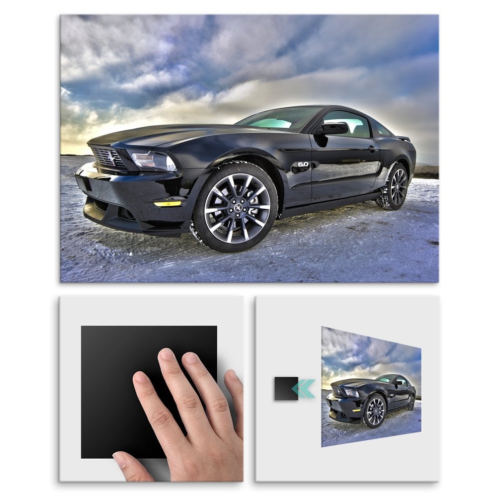 Plakat metalowy czarny Mustang L