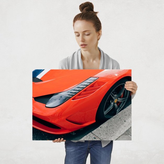 Plakat metalowy pomarańczowe Ferrari L