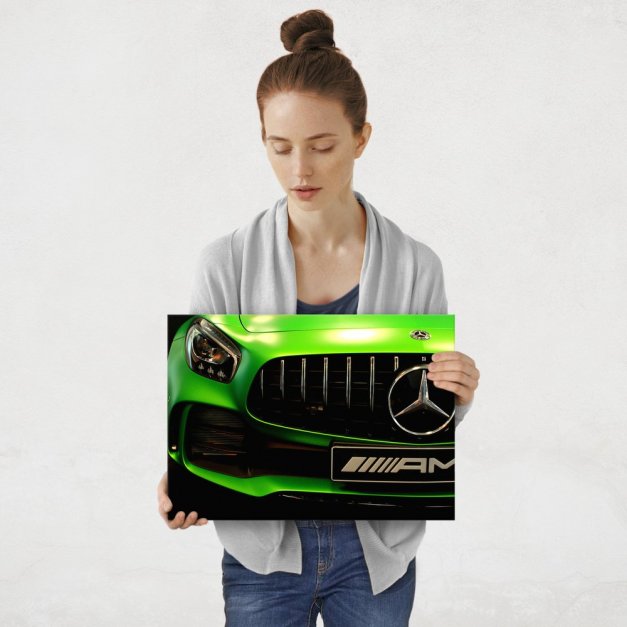 Plakat metalowy zielony Mercedes AMG M