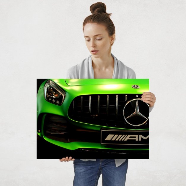 Plakat metalowy zielony Mercedes AMG L