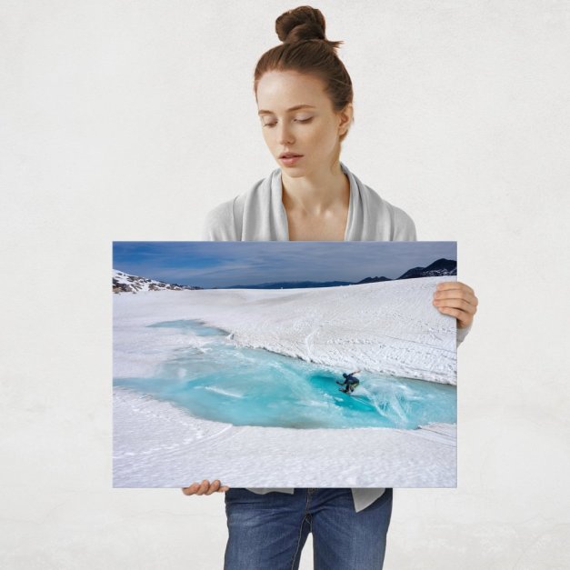 Plakat metalowy snowboard na wodzie L