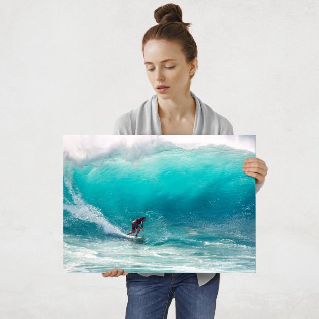 Plakat metalowy surfer kontra fala L