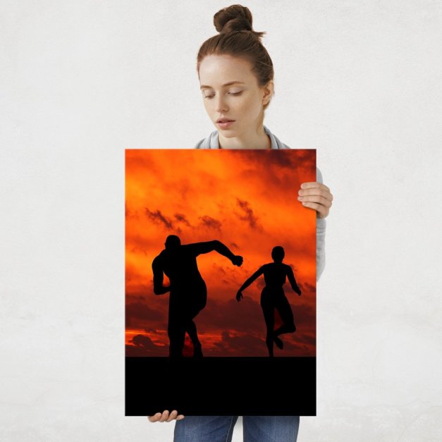 Plakat metalowy biegająca para L