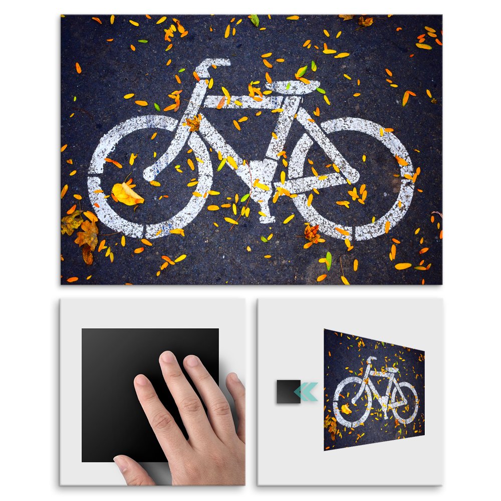 Plakat metalowy droga rowerowa jesieni L