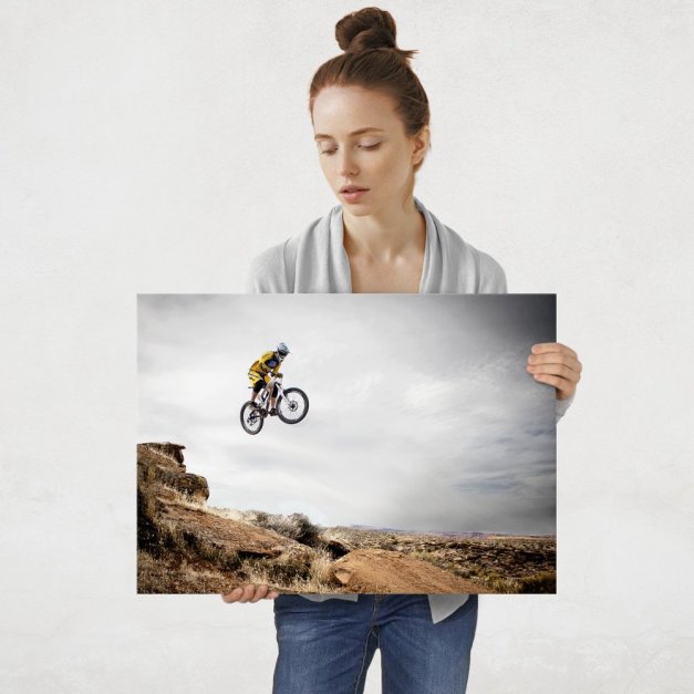 Plakat metalowy jazda wyczynowa na rowerze L