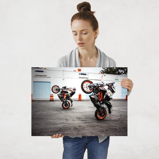 Plakat metalowy jazda wyczynowa na motorze L