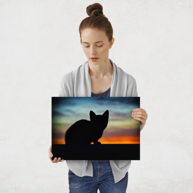 Plakat metalowy kocia sylwetka M