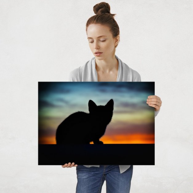 Plakat metalowy kocia sylwetka L