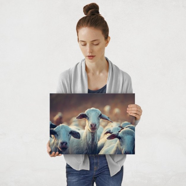 Plakat metalowy stado owiec M
