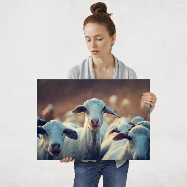 Plakat metalowy stado owiec L