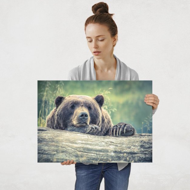 Plakat metalowy grizzly L
