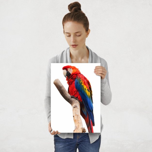 Plakat metalowy kolorowa papuga M