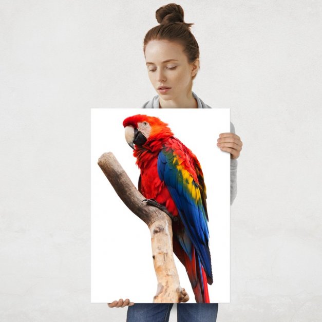 Plakat metalowy kolorowa papuga L