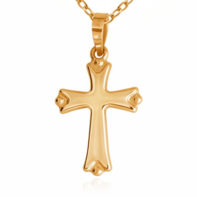 Złoty Krzyżyk 333 Trójlistny z Łańcuszkiem Grawer