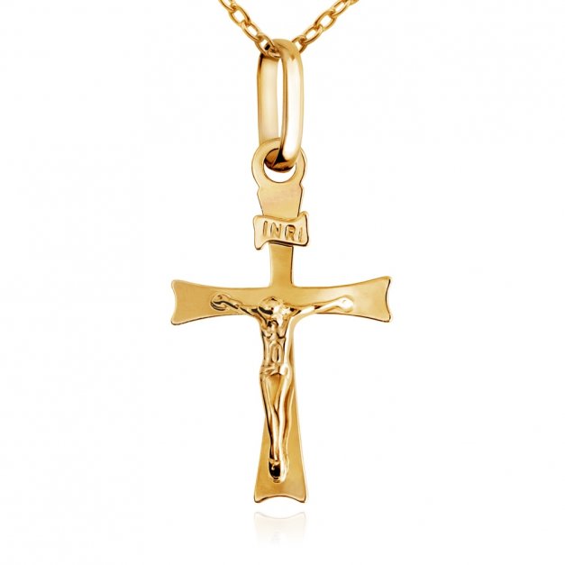 Złoty Krzyżyk 333 z Pasyjką Łańcuszek Grawer