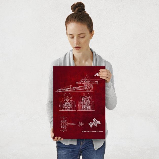 Plakat metalowy czerwony projekt działa M