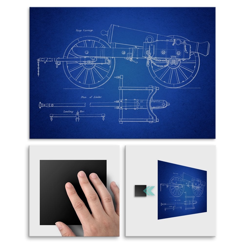 Plakat metalowy granatowy projekt armaty M