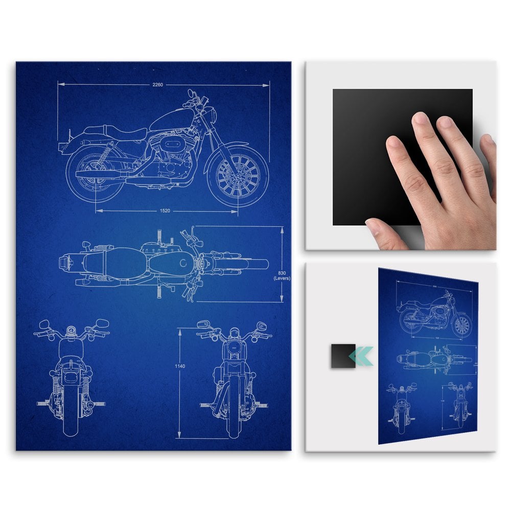 Plakat metalowy granatowy projekt motoru szosowego L