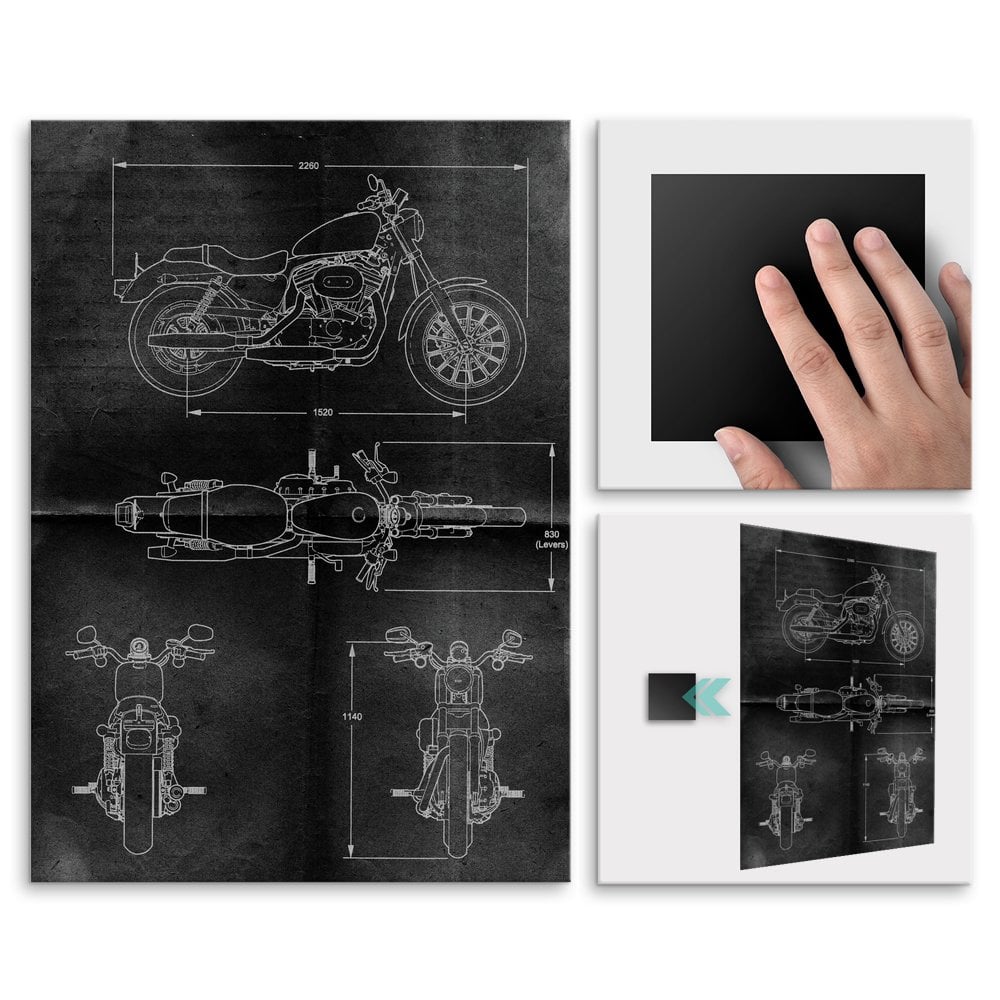 Plakat metalowy projekt motoru szosowego na czarnym papierze M