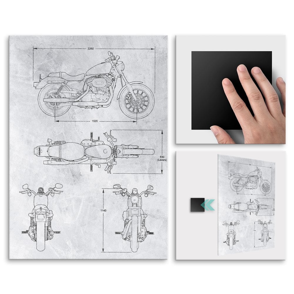 Plakat metalowy szary projekt motoru szosowego L