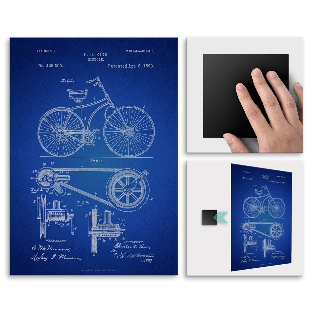 Plakat metalowy granatowy projekt patentu rowera L