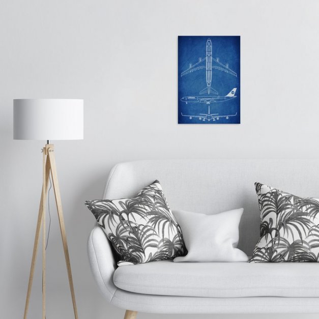 Plakat metalowy niebieski projekt samolotu Lufthansa M