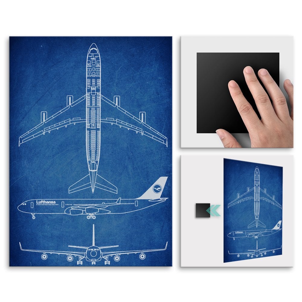 Plakat metalowy niebieski projekt samolotu Lufthansa M