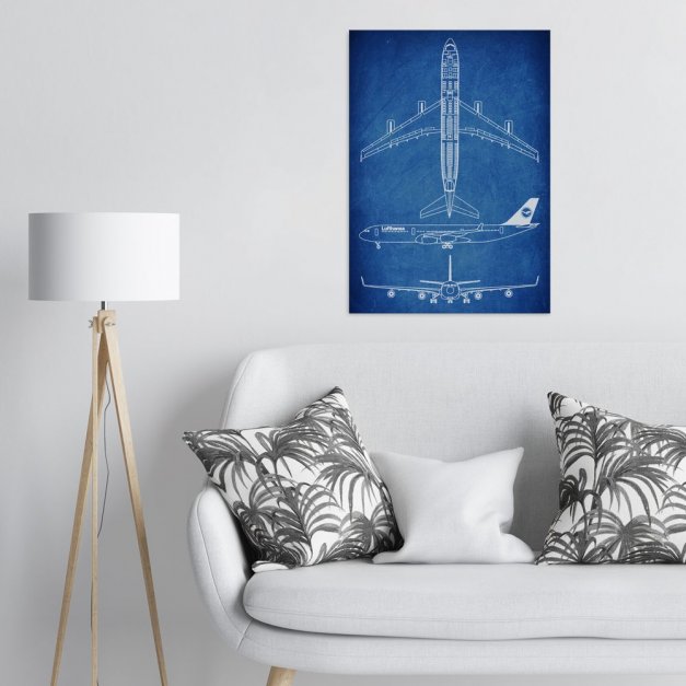 Plakat metalowy niebieski projekt samolotu Lufthansa L