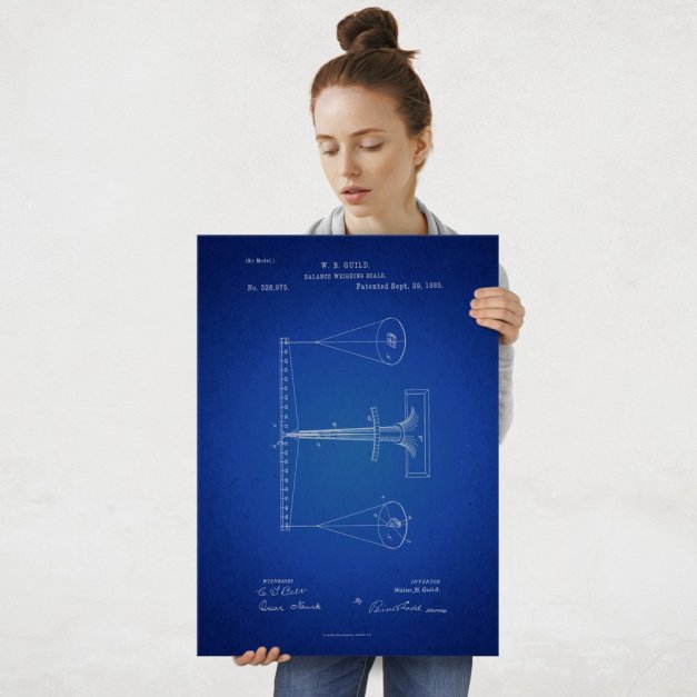 Plakat metalowy granatowi projekt patentu wagi L