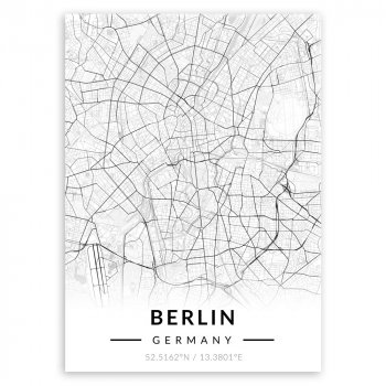 Plakat metalowy Mapa B&W Berlin M