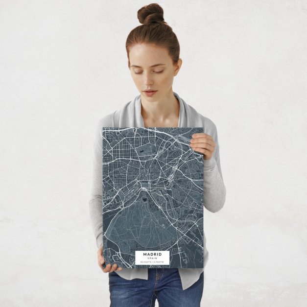 Plakat metalowy Mapa Navy Madrid M