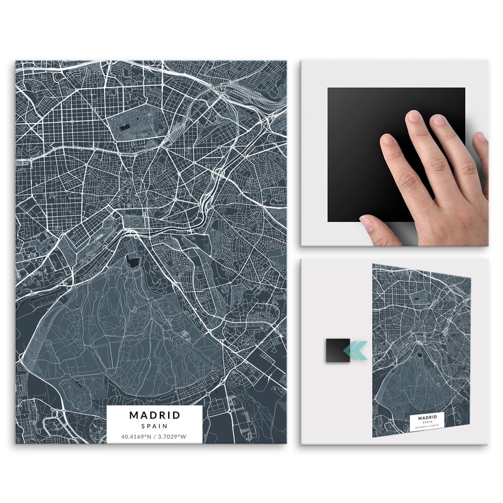 Plakat metalowy Mapa Navy Madrid L