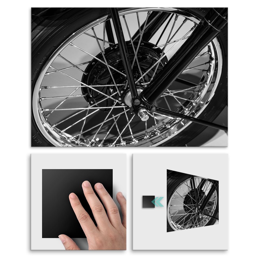 Plakat metalowy czarno-biae koo motocyklu M