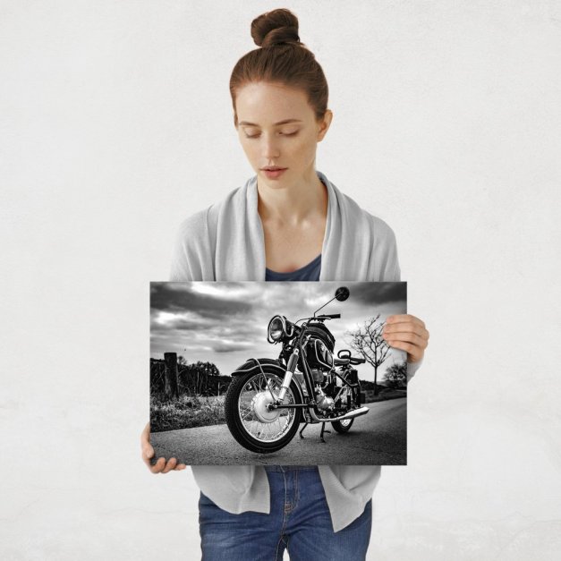 Plakat metalowy czarno-biała klasyka BMW M