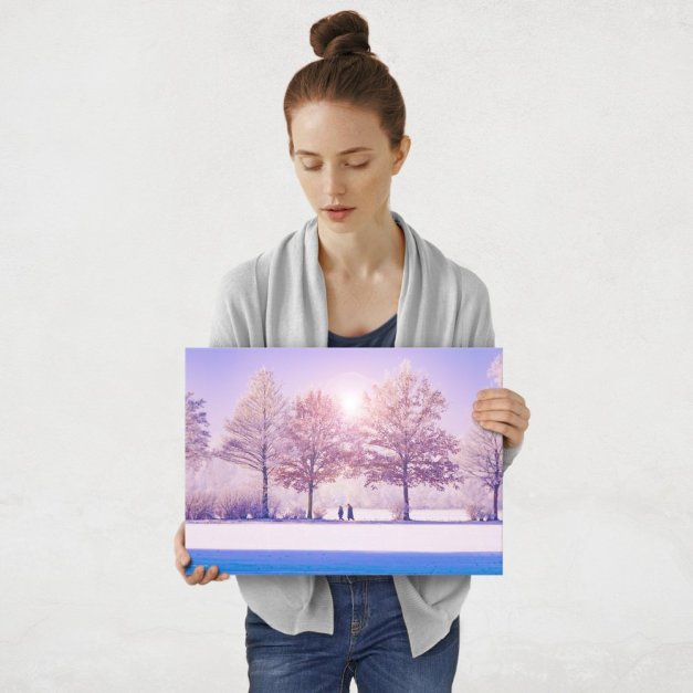 Plakat metalowy natura zimą M