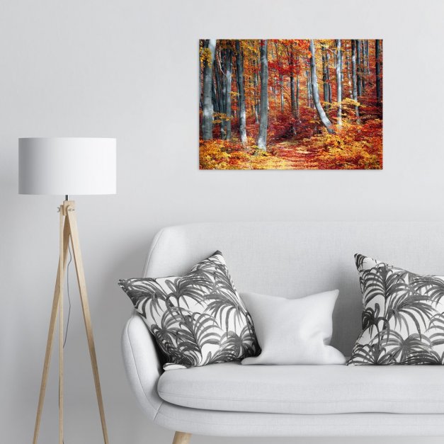 Plakat metalowy jesienny las L