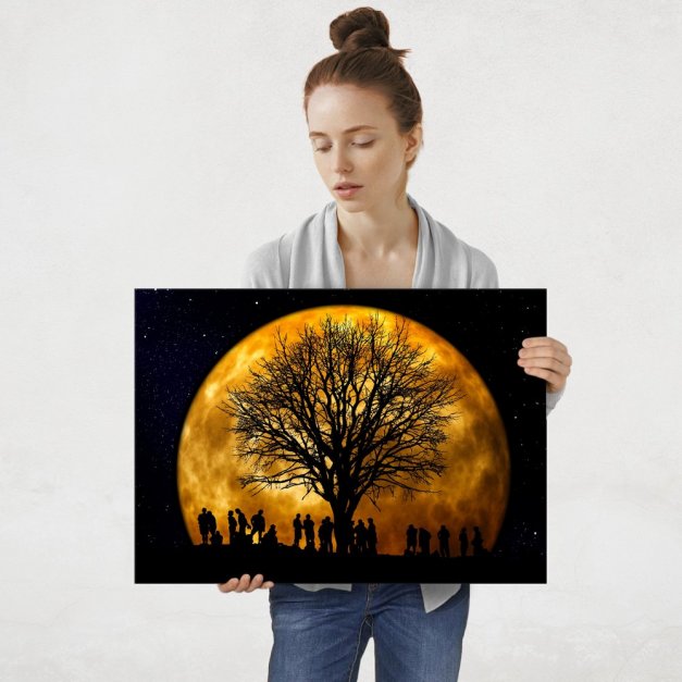 Plakat metalowy księzyć na niebie L