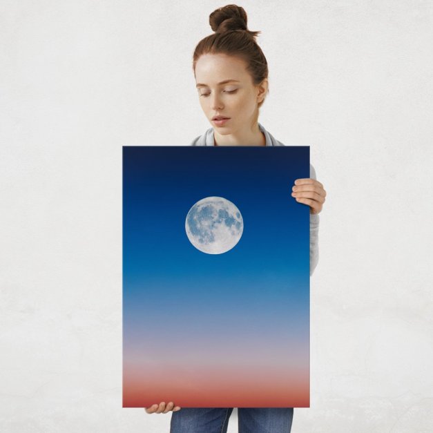 Plakat metalowy księżyc na czystym niebie L