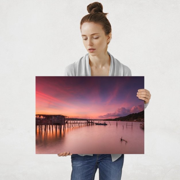 Plakat metalowy wioska rybacka L