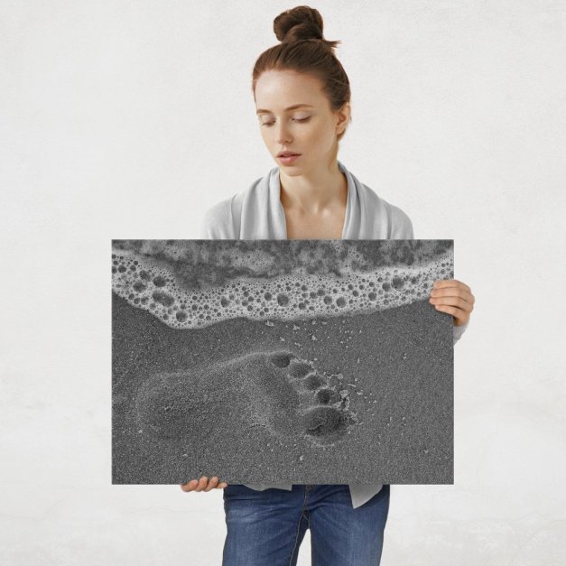 Plakat metalowy odcisk stopy L