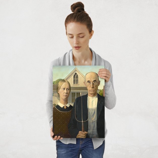 Plakat metalowy Grant Wood American Gothic M