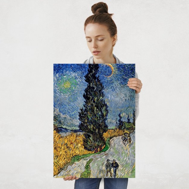Plakat metalowy Vincent Van Gogh Country Road in Provence by Night L