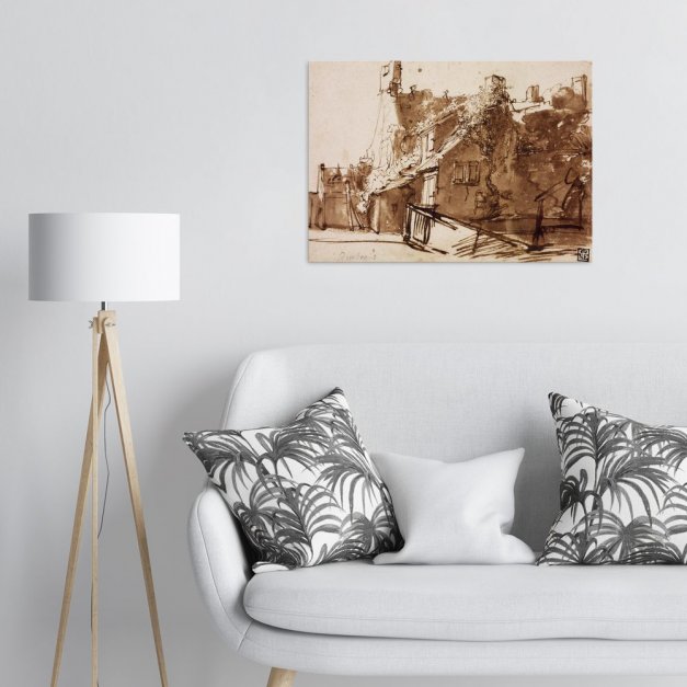 Plakat metalowy Rembrandt van Rijn Dutch  Farmhouse in Sunlight L